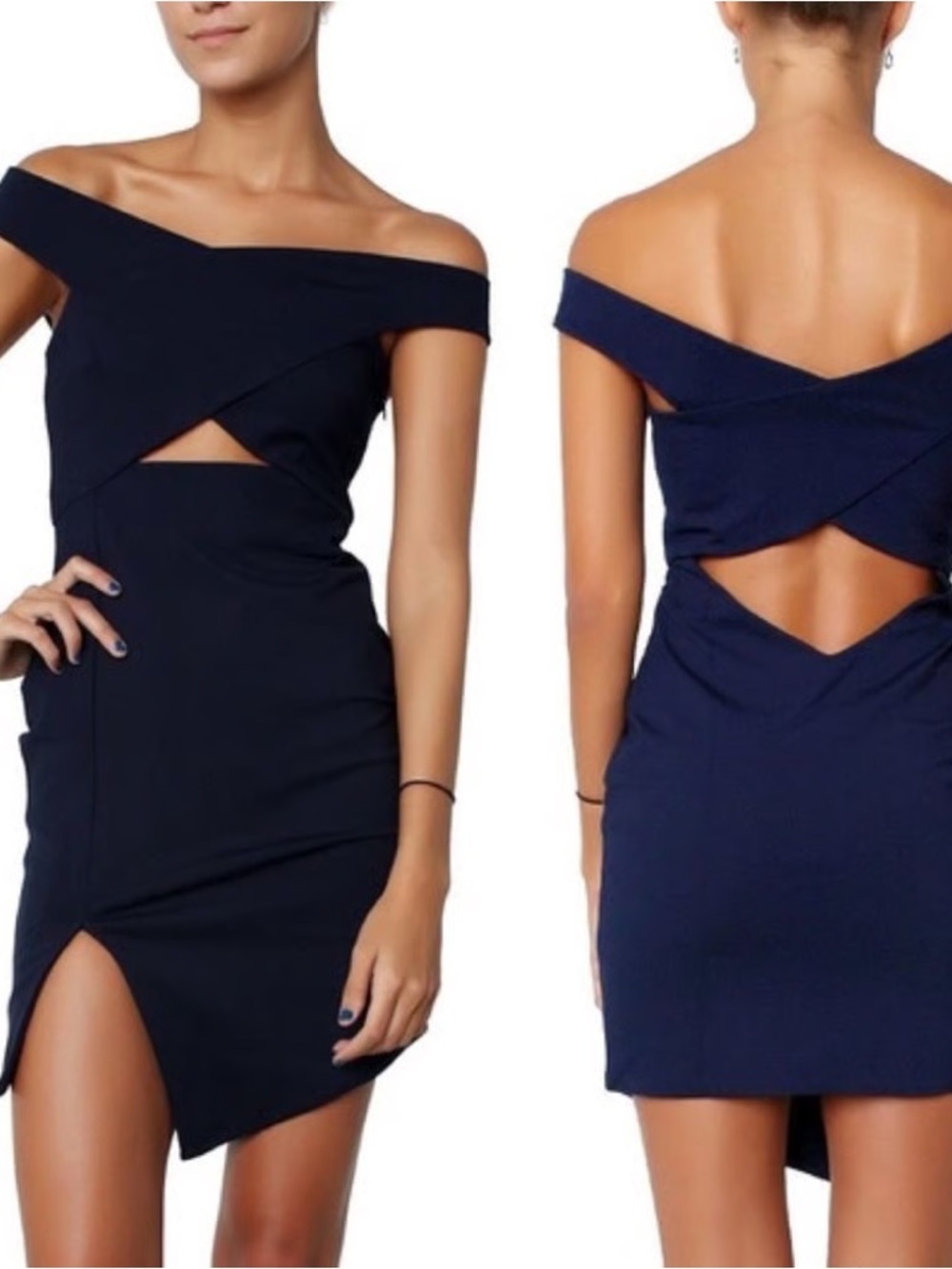 Bec & Bridge / navy cutout body on  Admiral Wrap Dress blue 4